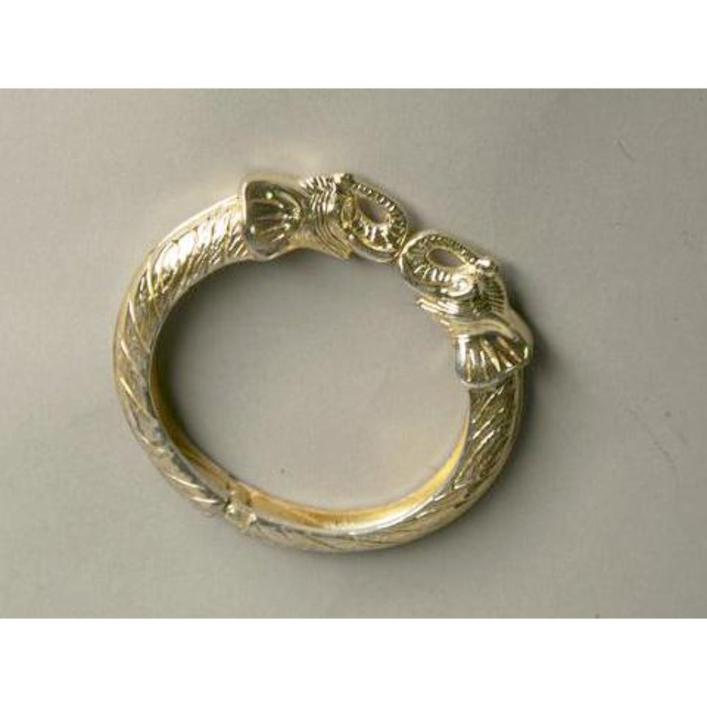 Elephant Heads Figural Hinged Bangle Whimsical Bracelet Vintage Jewelry